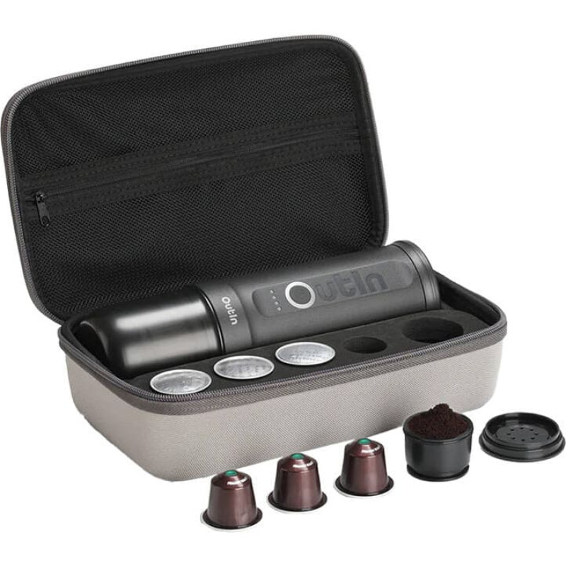Outin Nano 7500mAh Portable Coffee Maker Set (Gray) + Protective Case