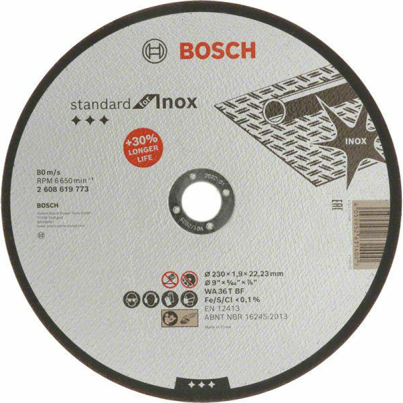 Bosch MET230MM X 1,9MM X 22MM STANDARD FOR INOX