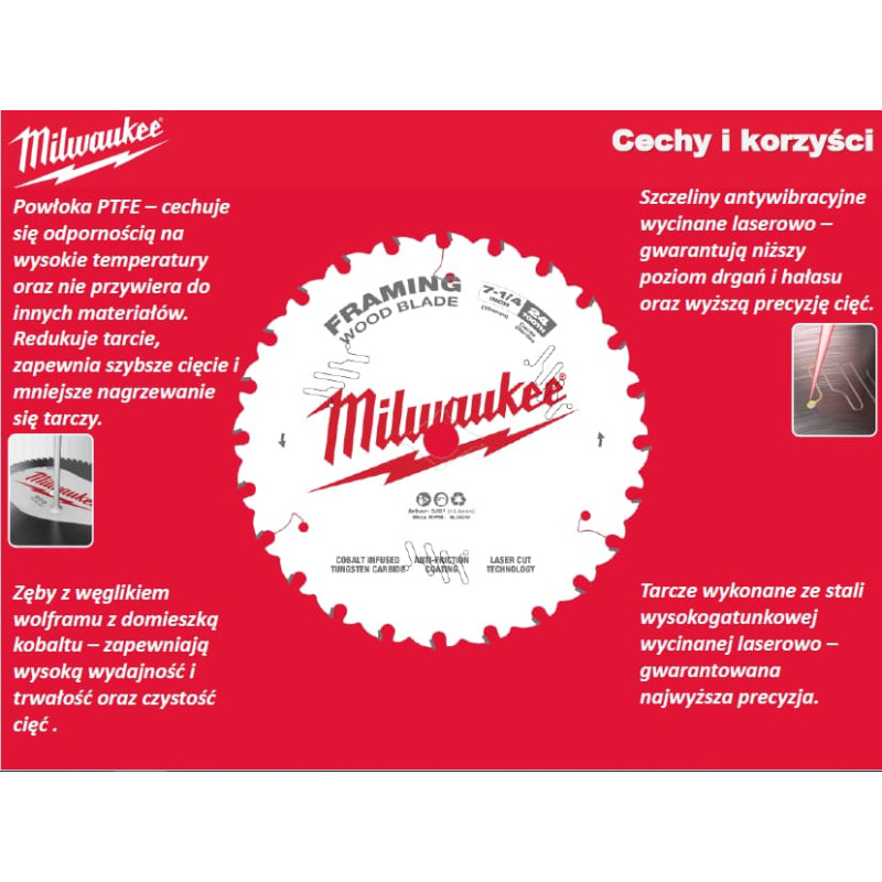 Milwaukee PIŁA TARCZOWA 190x30x1,6x36ATB ATB CSB P W - DREWNO - SZYBKIE CIĘCIE