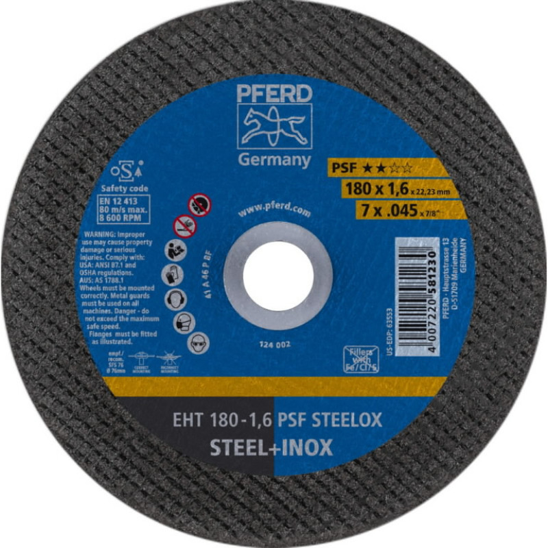 Pferd Pjovimo diskas PSF Steelox 180x1,6mm, Pferd