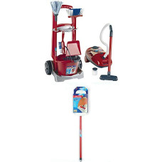 Theo Klein Vileda broom wagon & Vileda vacuum cleaner, children's home appliance (red / gray)
