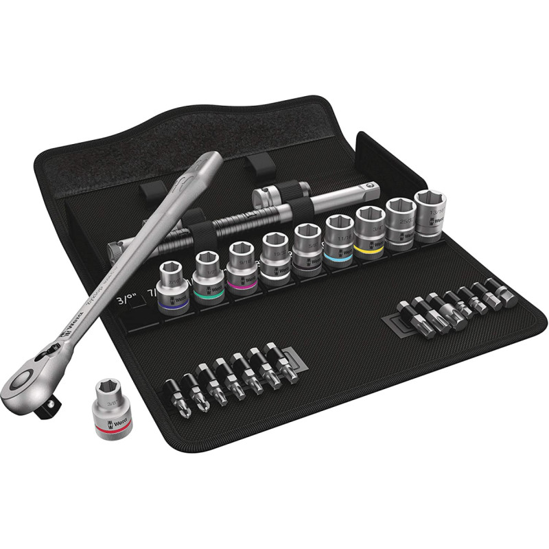 Wera 8100 SC 11 Zyklop Metal Ratchet Set - Shift lever, 1/2  drive, imperial
