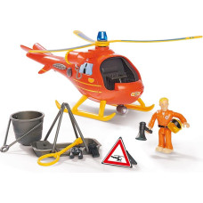 Simba-Dickie Simba Fireman Sam Helicopter Wallaby, Toy Vehicle (Orange/Yellow, Includes Figure)