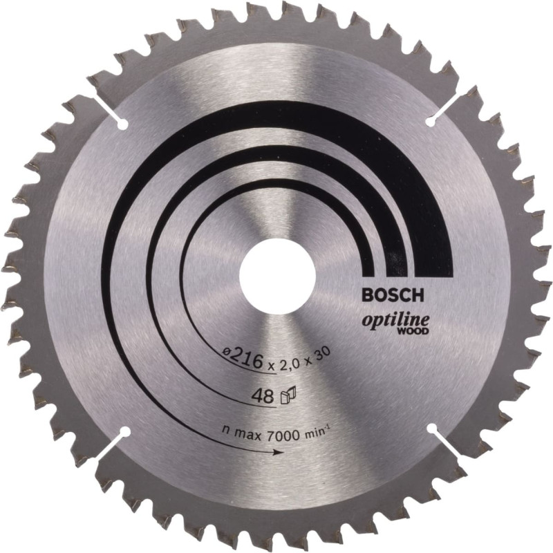 Bosch circular saw blade Optiline Wood, 216mm, 48Z (bore 30mm, for chop and miter saws)