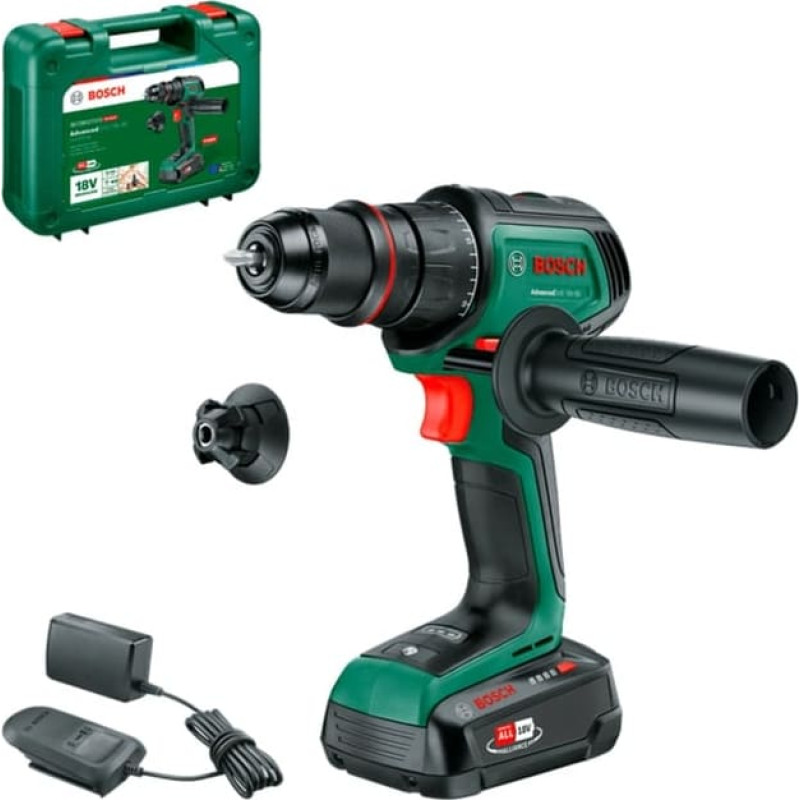 Bosch Powertools Cordless Drill AdvancedDrill 18V-80 QuickSnap (green/black, Li-ion battery 2.5Ah, case, POWER FOR ALL ALLIANCE)