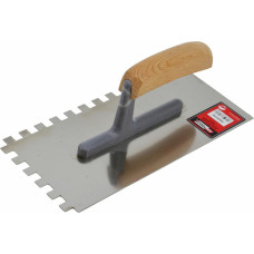 Awtools AW STAINLESS STEEL PLASTERING TROWEL 270mm/ 10mm NOTCHED/ WOODEN HANDLE & NYLON SHANK