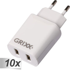 Grixx 10x1 Grixx Power Adapter 220V Dual USB A White