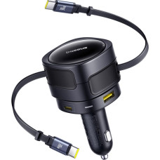 Baseus Enjoyment Max car charger with USB-C+USB-C cables and USB-A+USB-C ports 90W Black