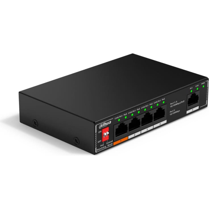 Dahua Technology PoE SF1005P Ne-valdomas L2 Fast Ethernet (10/100) Maitinimas per Eternetą (PoE) Juoda