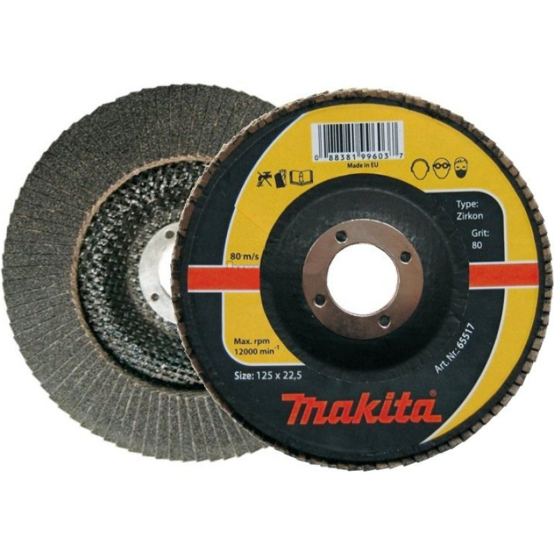 Makita ŚCIERNICA LISTKOWA ZIRKON 125x22,23mm P 80 METAL, STAL NIERDZEWNA