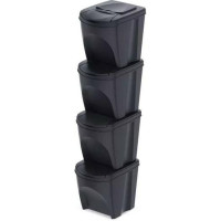 Prosperplast KEDEN KOSZ NA ŚMIECI SORTIBOX 25L SET 4 - ANTRACYT ECO WOOD