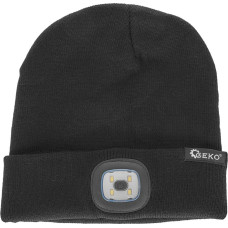 Geko CZAPKA ZIMOWA Z LAMPKĄ LED CZARNA