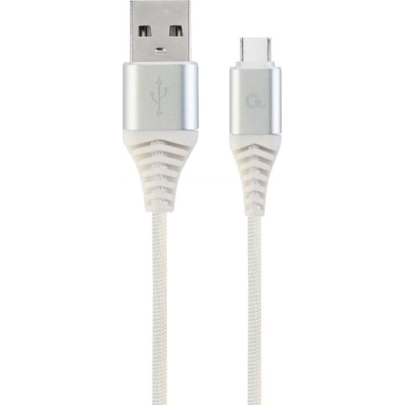 Gembird CABLE USB-C 2M SILVER/WHITE/CC-USB2B-AMCM-2M-BW2 GEMBIRD