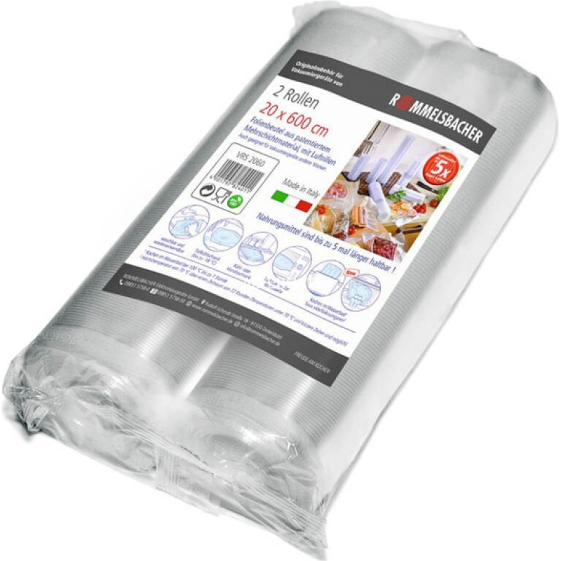 Rommelsbacher film roll VRS 2060 20cm x 6 meters, vacuuming films (transparent, 2 rolls)