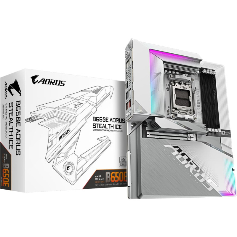Gigabyte B650E AORUS STEALTH ICE pagrindinė plok&scaron;tė AMD B650 AM5 lizdas ATX