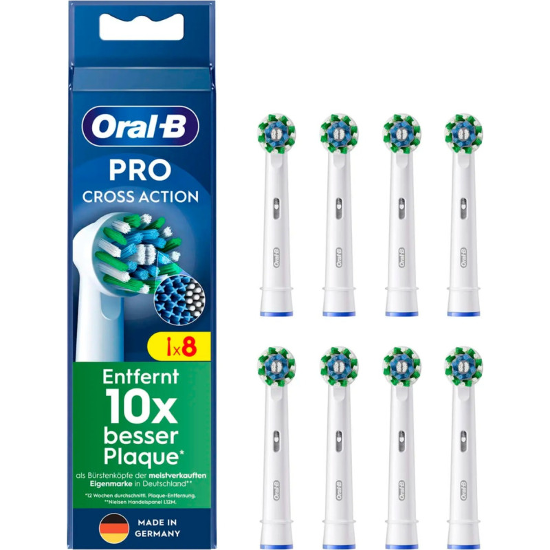 Oral-B Braun Oral-B Pro Cross Action brush heads pack of 8 (white)