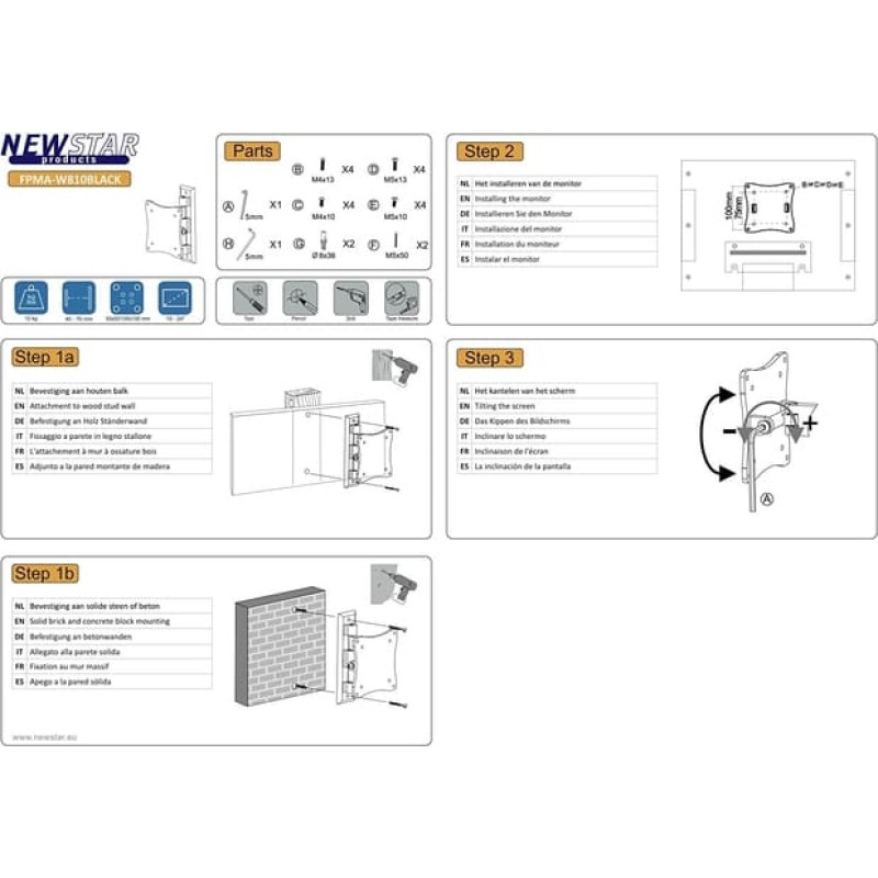 Neomounts TV SET ACC WALL MOUNT 10-24