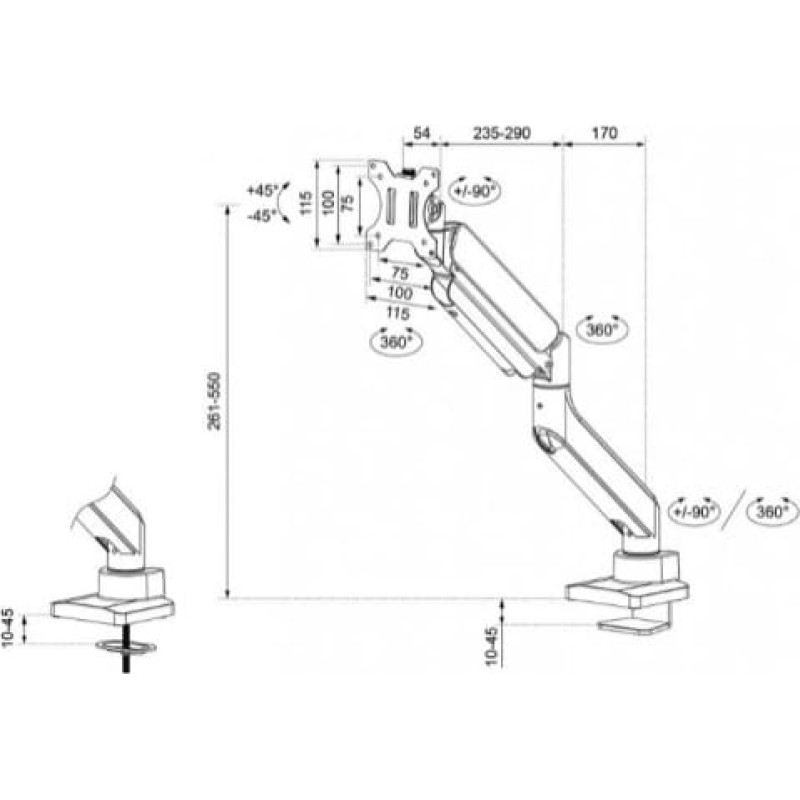 Neomounts Uchwyt DS70PLUS-450BL1 17-49 cali/1-18kg/75x100mm