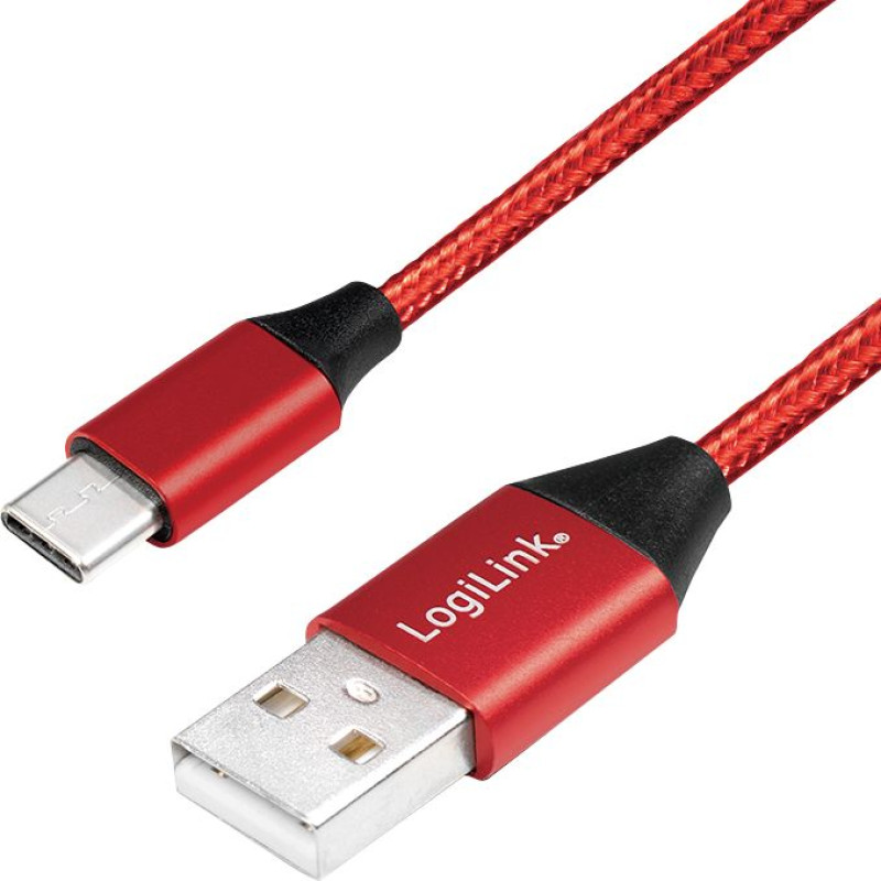Logilink USB cable LogiLink USB-A - USB-C 0.3 m Red (CU0147)