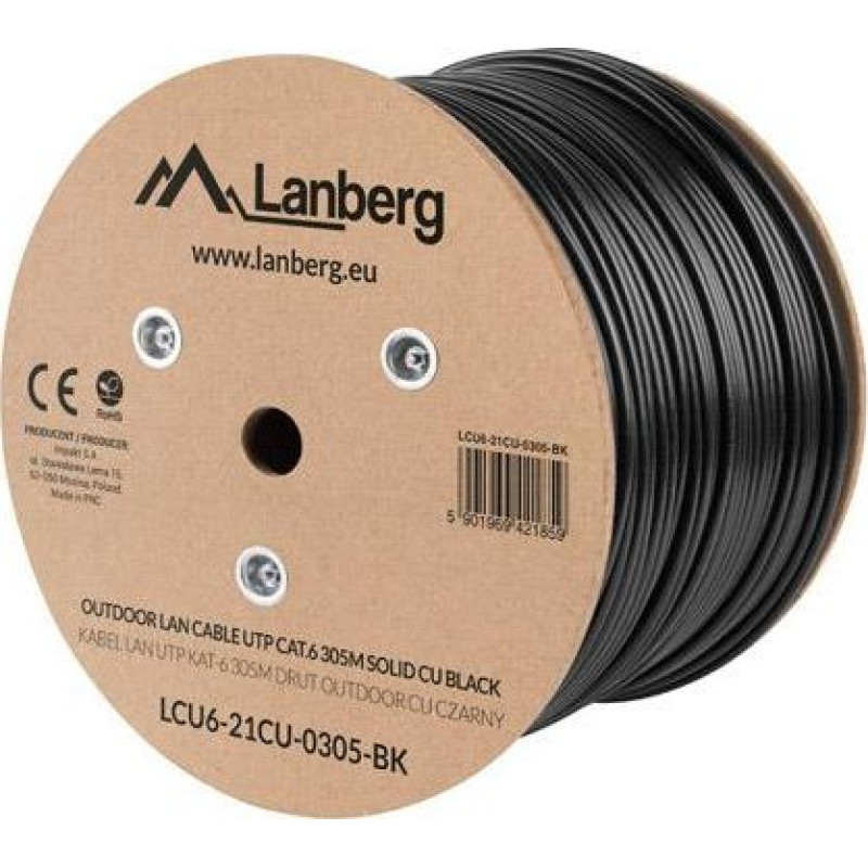 Lanberg Lanberg UTP installation cable, cat. 6, OUTDOOR CU wire, 305m, black