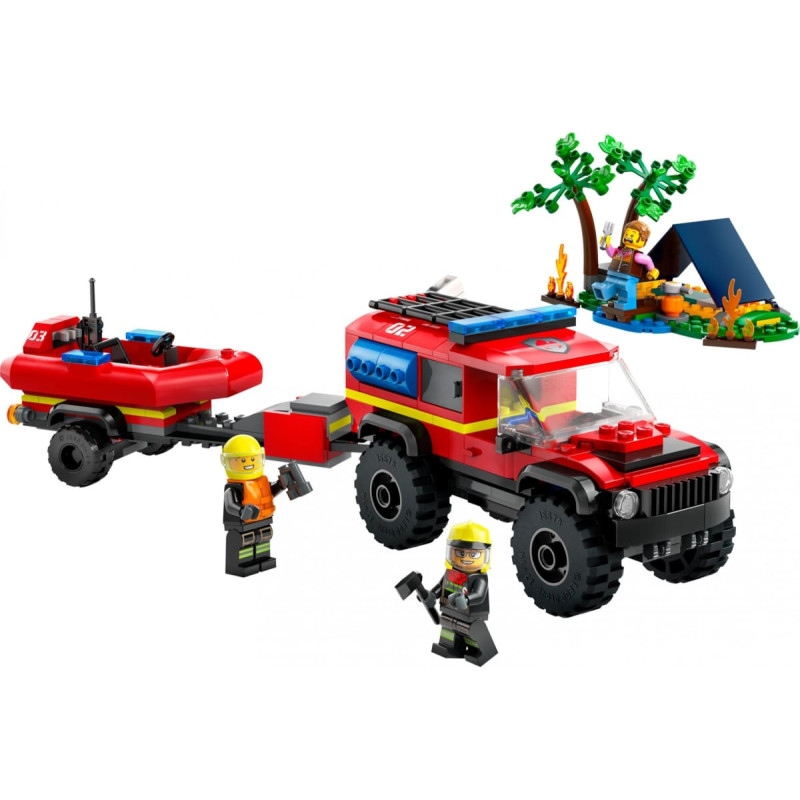 Lego 60412 City fire off-road vehicle with rescue boat, construction toy