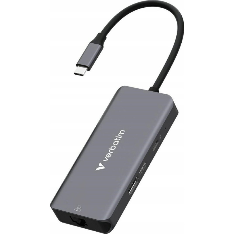 Verbatim Adapter Hub Verbatim USB-C/HDMI/3xUSB-A   3.2/RJ45 aluminiowy 32157