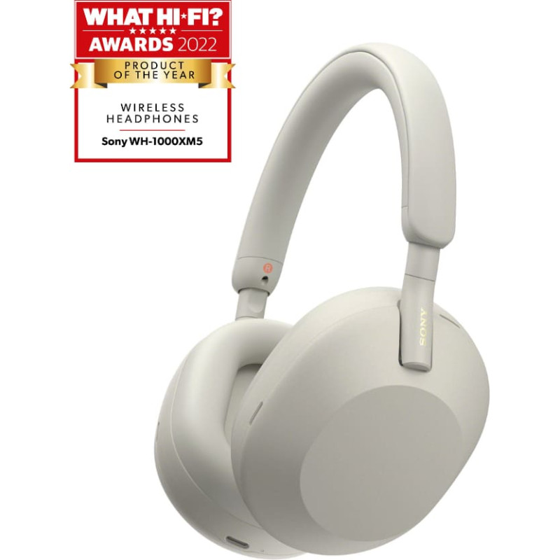 Sony WH-1000XM5 Laisvų rankų įranga Vielinis ir Bevielis Su lankeliu Skambučiai / muzika Bluetooth Sidabras, Balta
