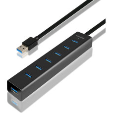 Axagon HUE-SA7BP sąsajos šakotuvas USB 3.2 Gen 1 (3.1 Gen 1) Type-A 5000 Mbit/ai Juoda