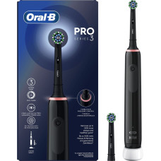 Oral-B Pro 3 Pro3 3000 Suaugusiems Besisukantis vibruojantis dantų šepetėlis Juoda