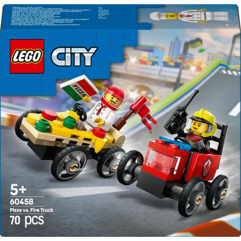Lego 60458 City Pizza Delivery Truck vs. Fire Truck, Construction Toy