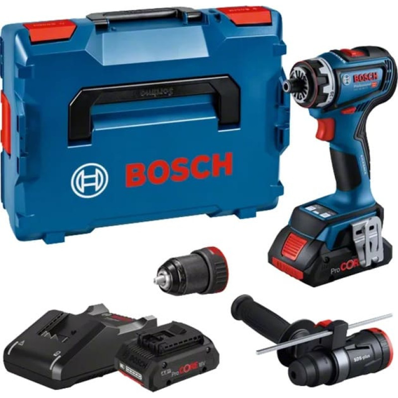 Bosch Professional cordless drill/screwdriver GSR 18V-90 FC Professional, 18Volt blue/black, 2x battery ProCORE18V 4.0Ah, in L-BOXX