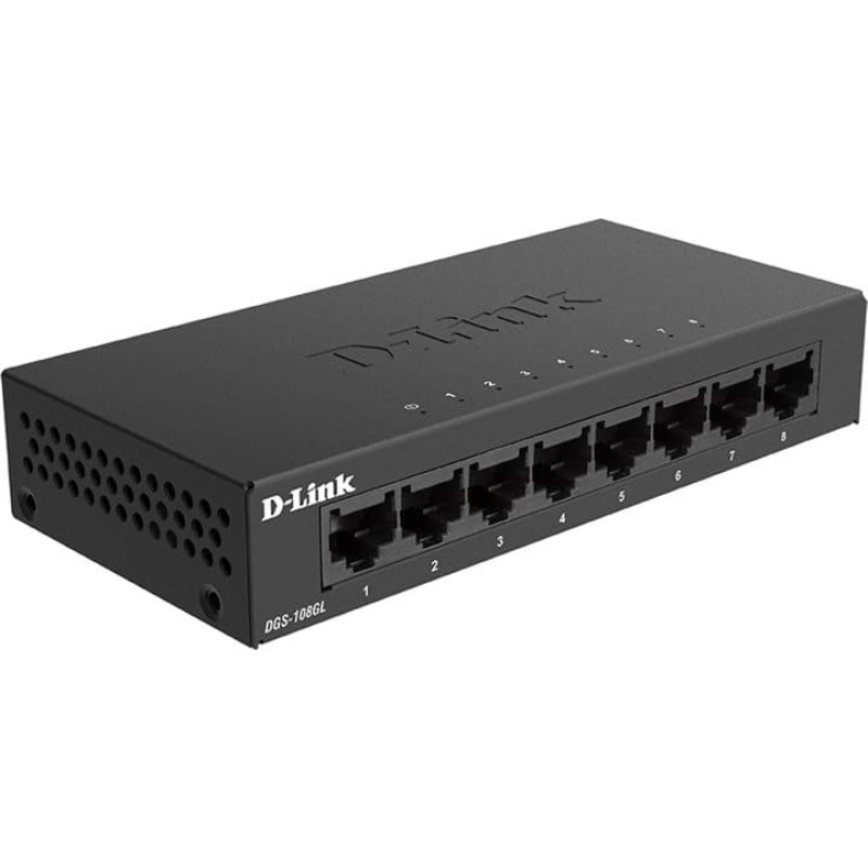 D-Link DGS-108GL Ne-valdomas Gigabit Ethernet (10/100/1000) Juoda