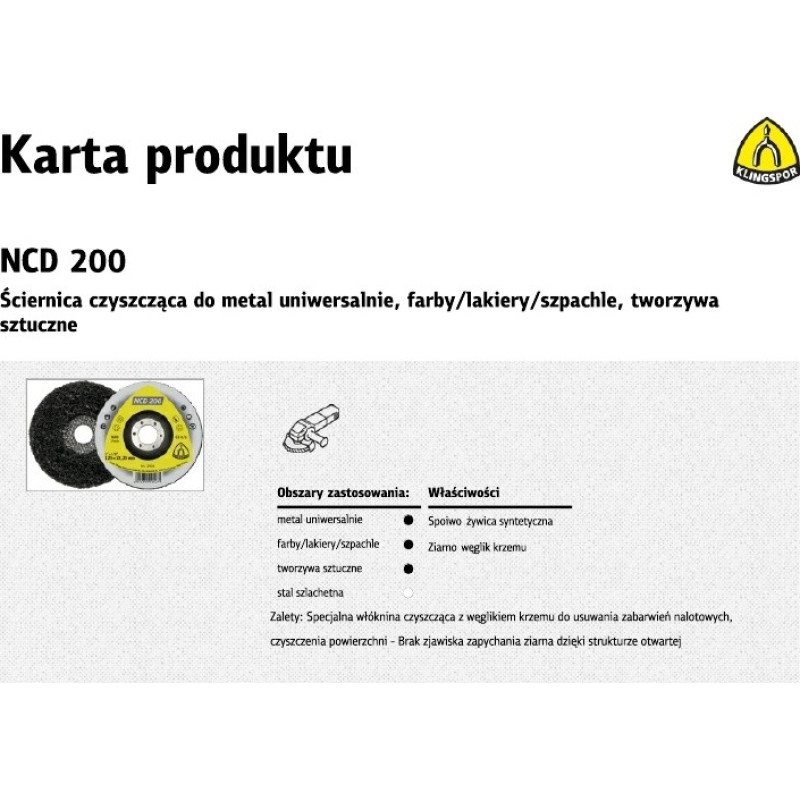 Klingspor ŚCIERNICA CZYSZCZĄCA 115mm  NCD 200