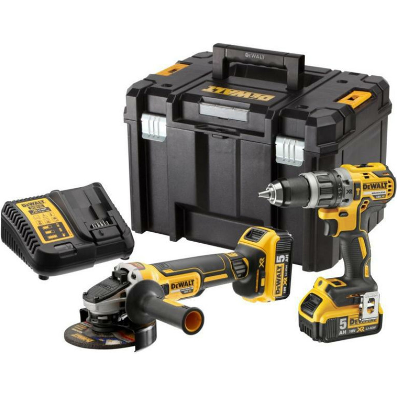 Dewalt cordless hammer + Angle Set DCK2080P2T, 18 Volt, tool set (yellow / black, combo pack, 2x Li-ion battery 5.0 Ah)