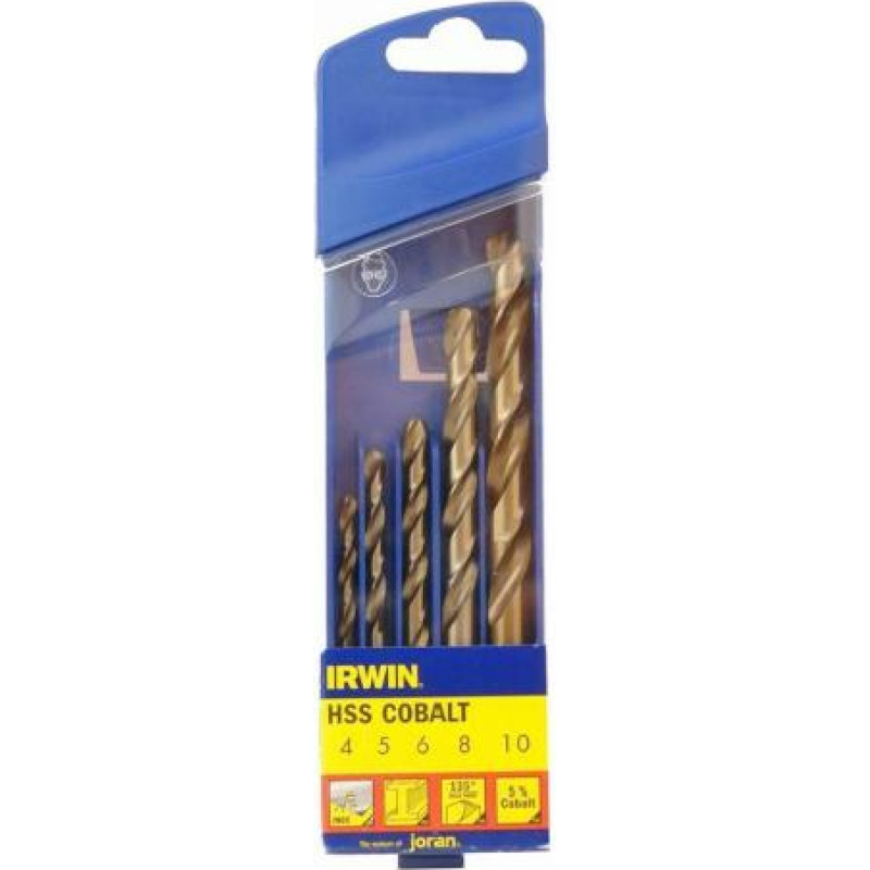 Irwin WIERTŁO METAL HSS CO KPL.5szt.4.0, 5.0, 6.0, 8.0, 10.0 mm