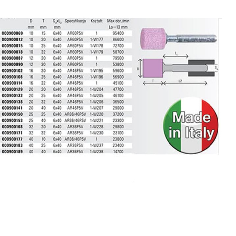 Beta GRINDING WHEEL CERAM SHANK ROLLER 20X20 AR46P5V / 25PCS