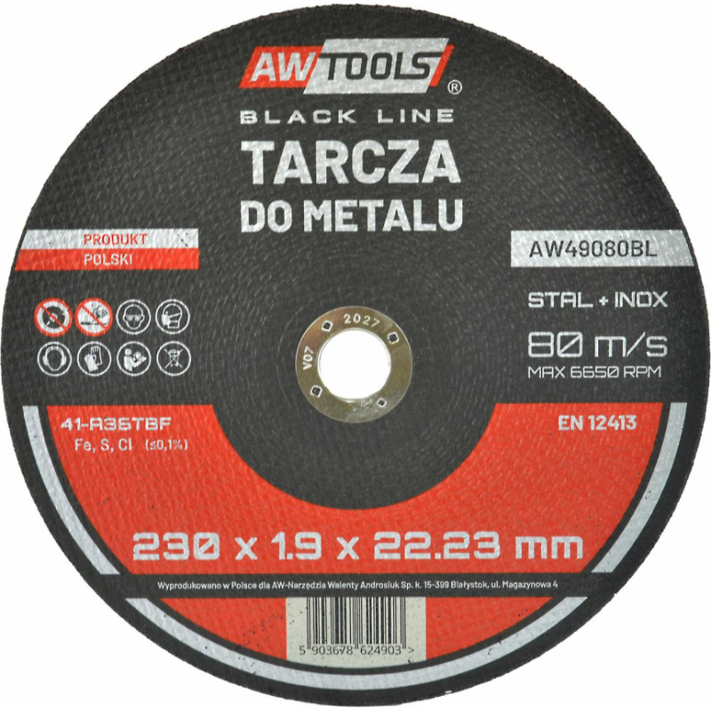 Awtools AW METAL CUTTING DISC 230*1,9mm BLACK LINE