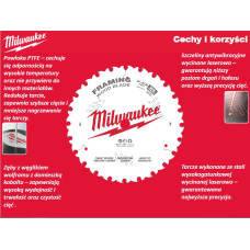 Milwaukee PIŁA TARCZOWA 165x15.87x40z ATB CSB P W - DREWNO - CZYSTE CIĘCIE