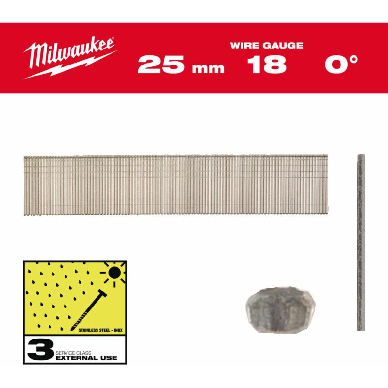 Milwaukee SZTYFTY INOX 18G/25mm /5000szt. - M18FN18GS