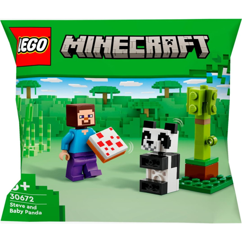 Lego 30672 Minecraft Steve with Baby Panda, construction toy