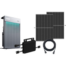 Alternate balcony power station set W-BKW800/880_4 BLACK FRAME + Solarflow AIO (incl. HMS-800W-2T WIFI, Zendure AIO 2400 All-In-One)