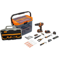 Black+Decker cordless impact drill BCKSB04, 18Volt (orange/black, 2x Li-ion battery 1.5Ah, storage box, 78-piece accessory set)