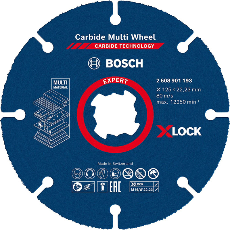 Bosch EXPERT X-LOCK Carbide MultiWheel cutting disc, O 125mm (for angle grinders)