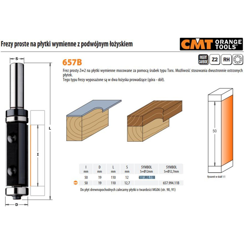 CMT Freza Z2  S=12 D= 19X50X110, CMT