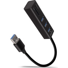 Axagon HMA-CR3A knyginių kompiuterių dokas / jungčių replikatorius Vielinis USB 3.2 Gen 1 (3.1 Gen 1) Type-A Juoda