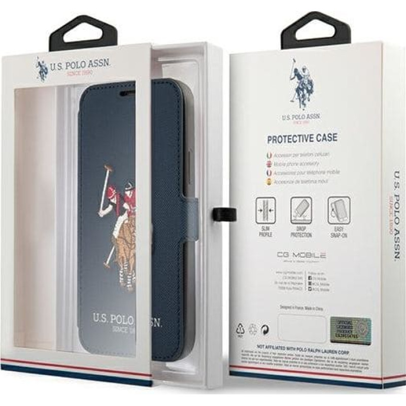 U.s. Polo Assn US Polo USFLBKP12LPUGFLNV iPhone 12 Pro Max 6.7" navy book Polo Embroidery Collection
