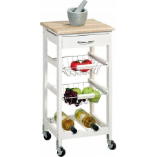 Kesper W&oacute;zek kuchenny z p&oacute;łką na butelki i szufladą, biały, Kesper