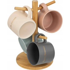 Secret De Gourmet Kubki do kawy BELLE na drewnianym stojaku, 200 ml