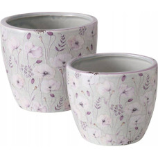 Boltze Doniczki ceramiczne z malowanymi kwiatami, SARAH