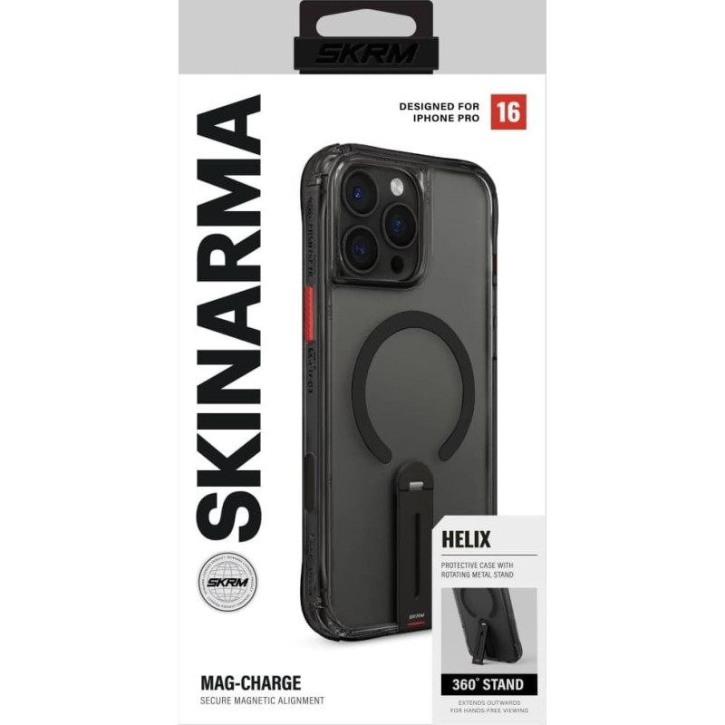 Skinarma Etui Skinarma Helix do iPhone 16 Pro     Magnetic Charging 360 Rotating Stand czarny